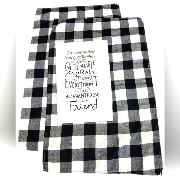 Primitives by Kathy Other - Primitives by Kathy "Questionable Morals" set of 3 tea towels, buffalo check
